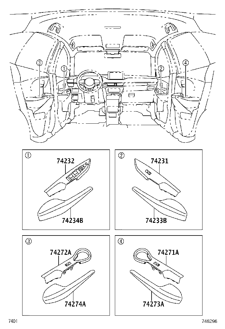 74271-BZ271-C0 PANEL, REAR DOOR ARMREST BASE, UPPER RH product image