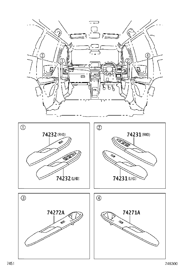 74230-BZ080-B0 PANEL ASSY, FRONT DOOR ARMREST BASE, RH product image