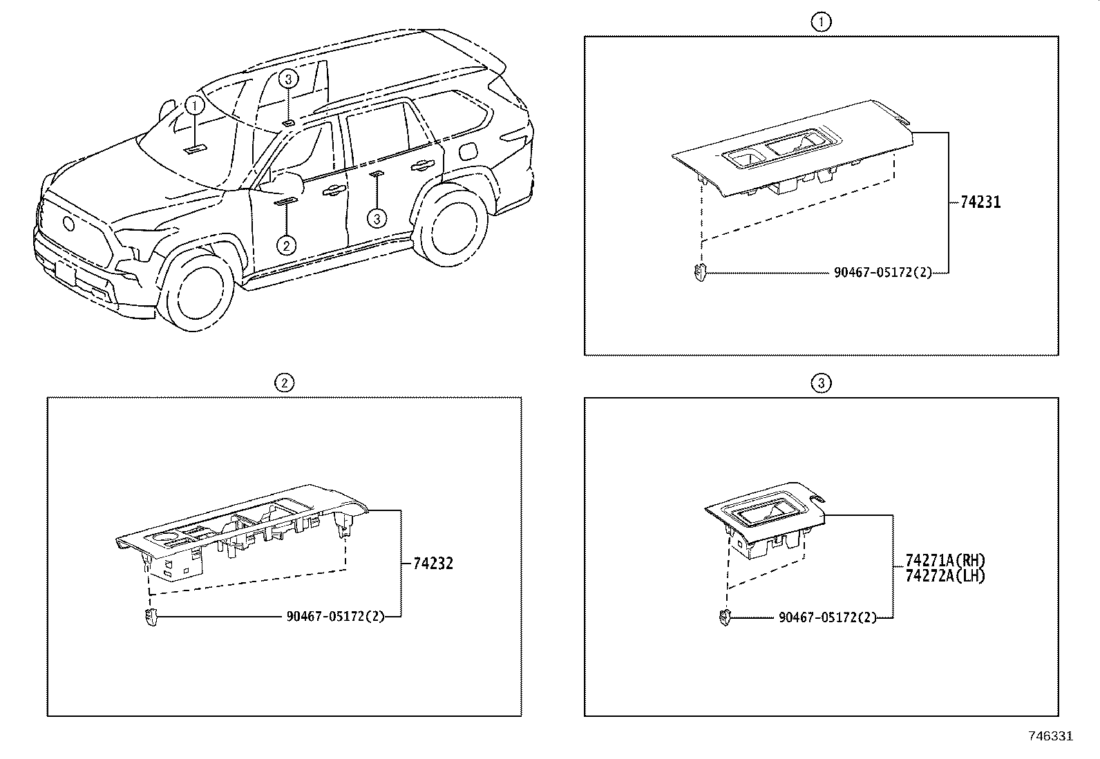 74232-0C180 PANEL, FRONT ARMREST BASE, UPPER LH product image