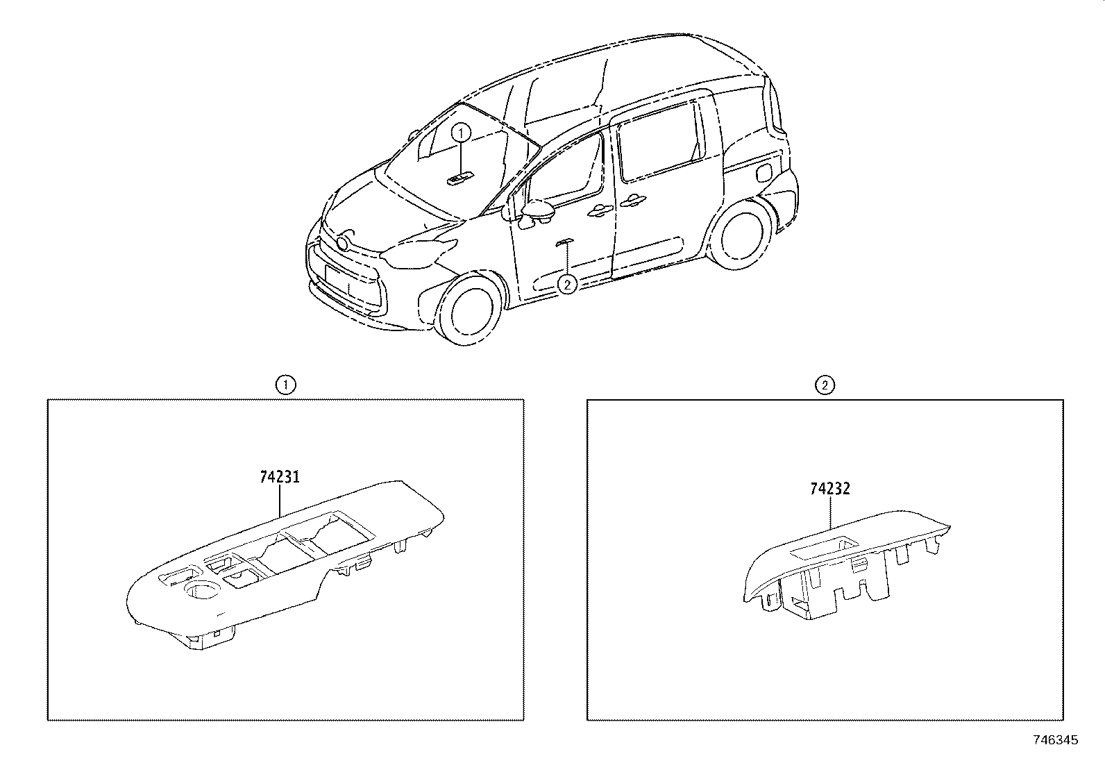 74231-52C00-B0 PANEL, FRONT ARMREST BASE, UPPER RH product image