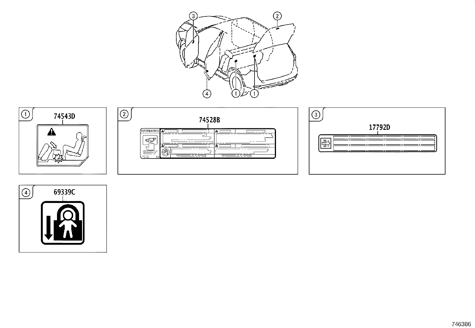 69339-0K080 LABEL, CHILD PROTECTOR INFORMATION product image