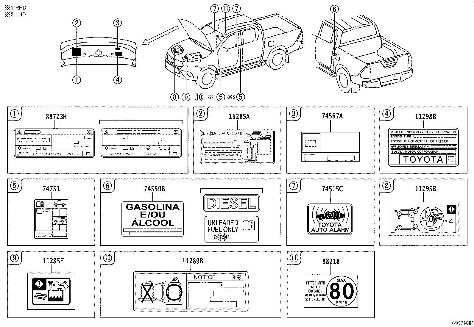 Toyota 42661-YP050 LABEL, TIRE PRESSURE INFORMATION
