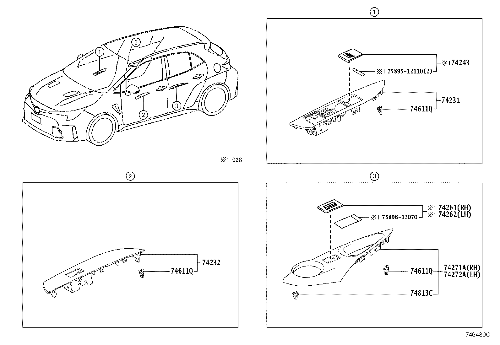 74232-12C40 PANEL, FRONT ARMREST BASE, UPPER LH product image