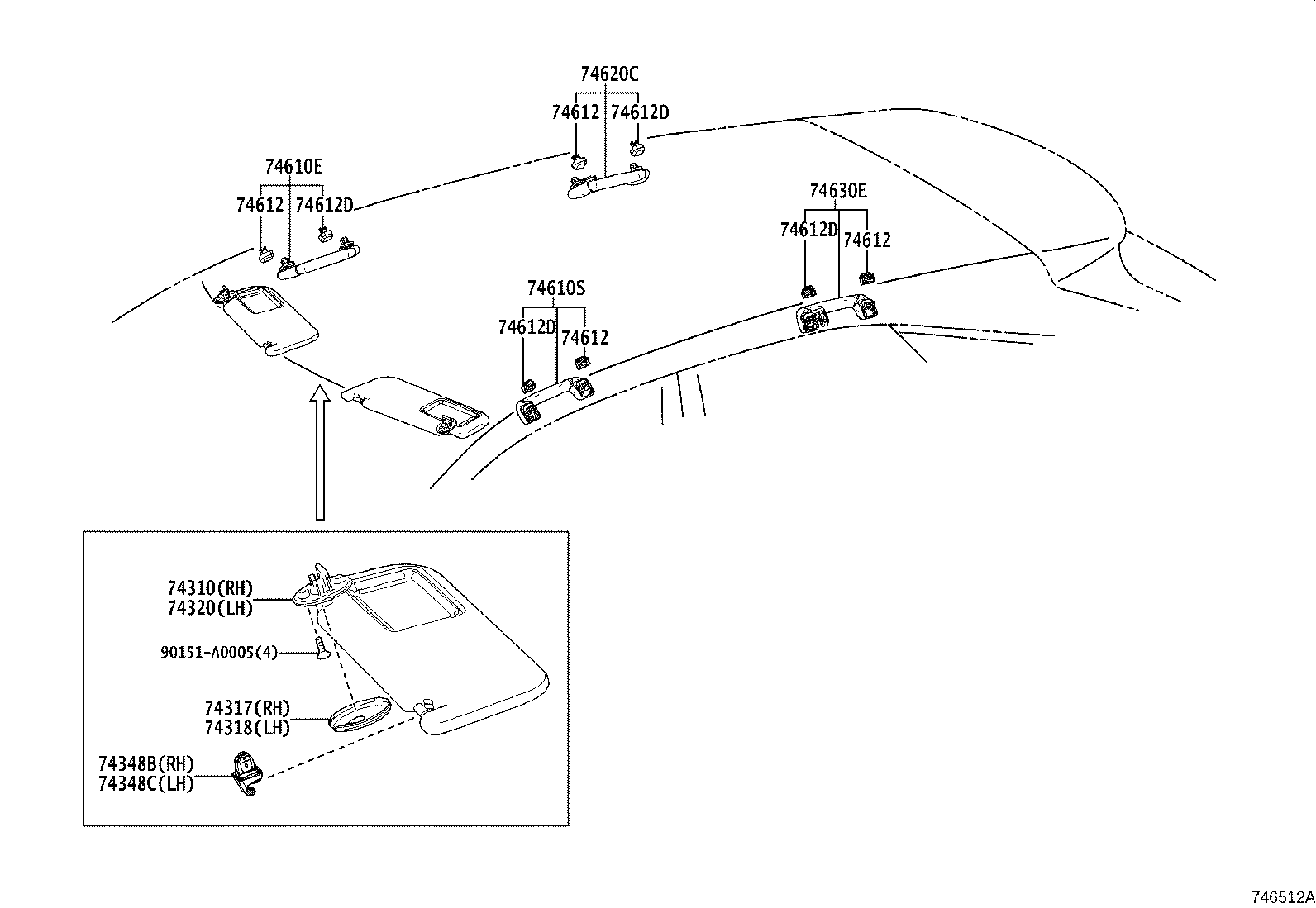 74261-0E070 COVER, REAR DOOR ARMREST, RH product image