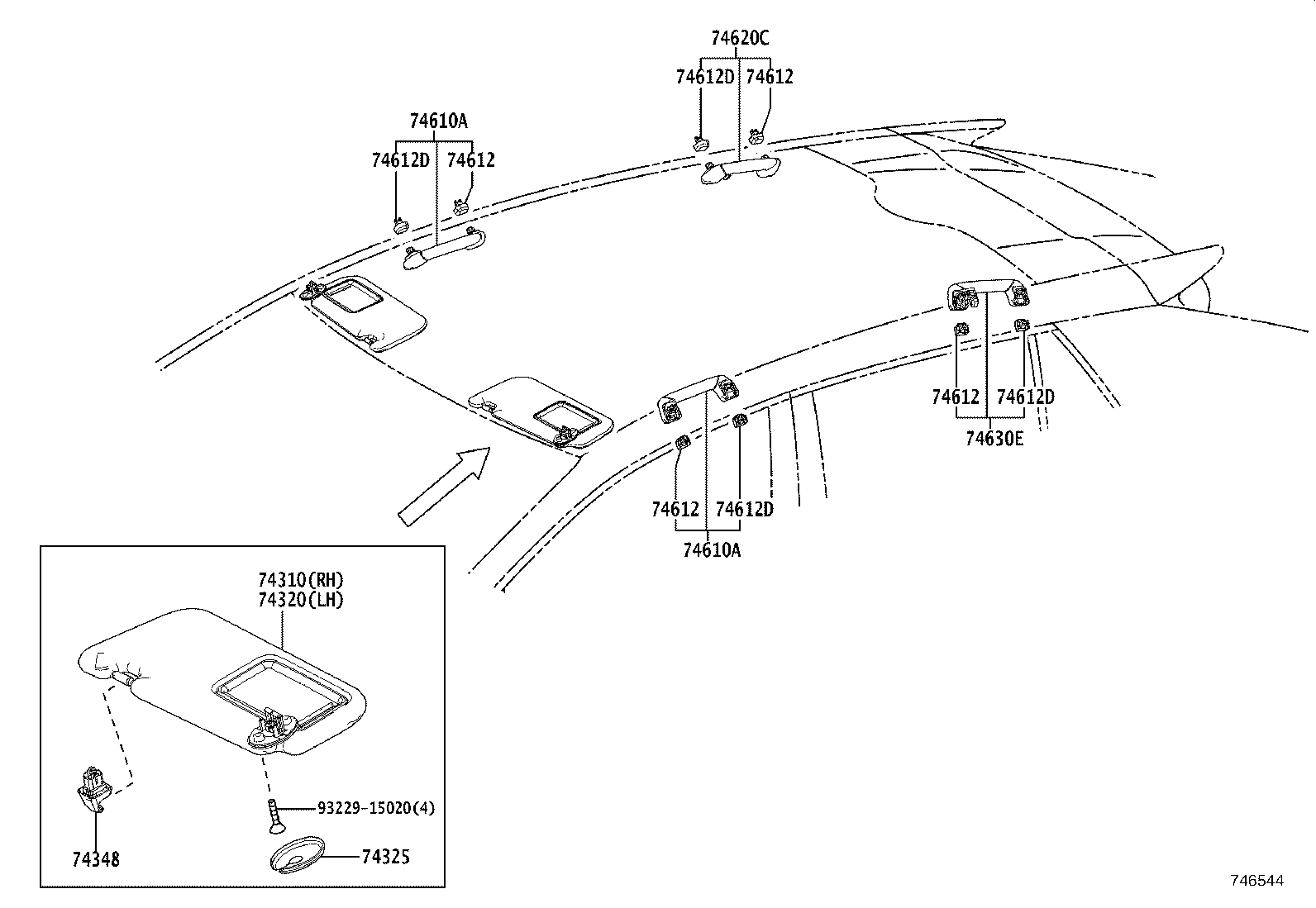 74232-46070 PANEL, FRONT ARMREST BASE, UPPER LH product image