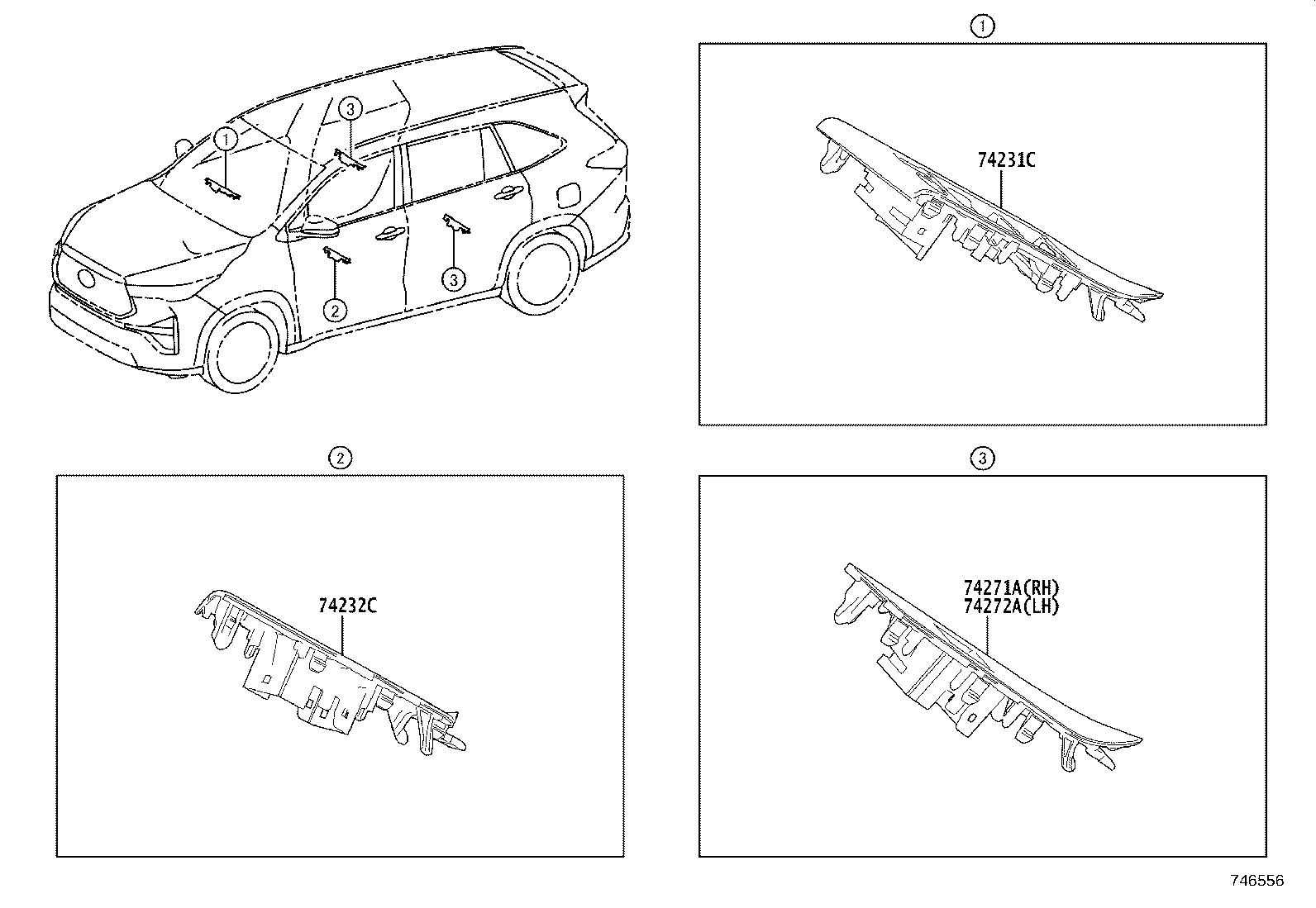 74272-VT010 PANEL, REAR DOOR ARMREST BASE, UPPER LH product image