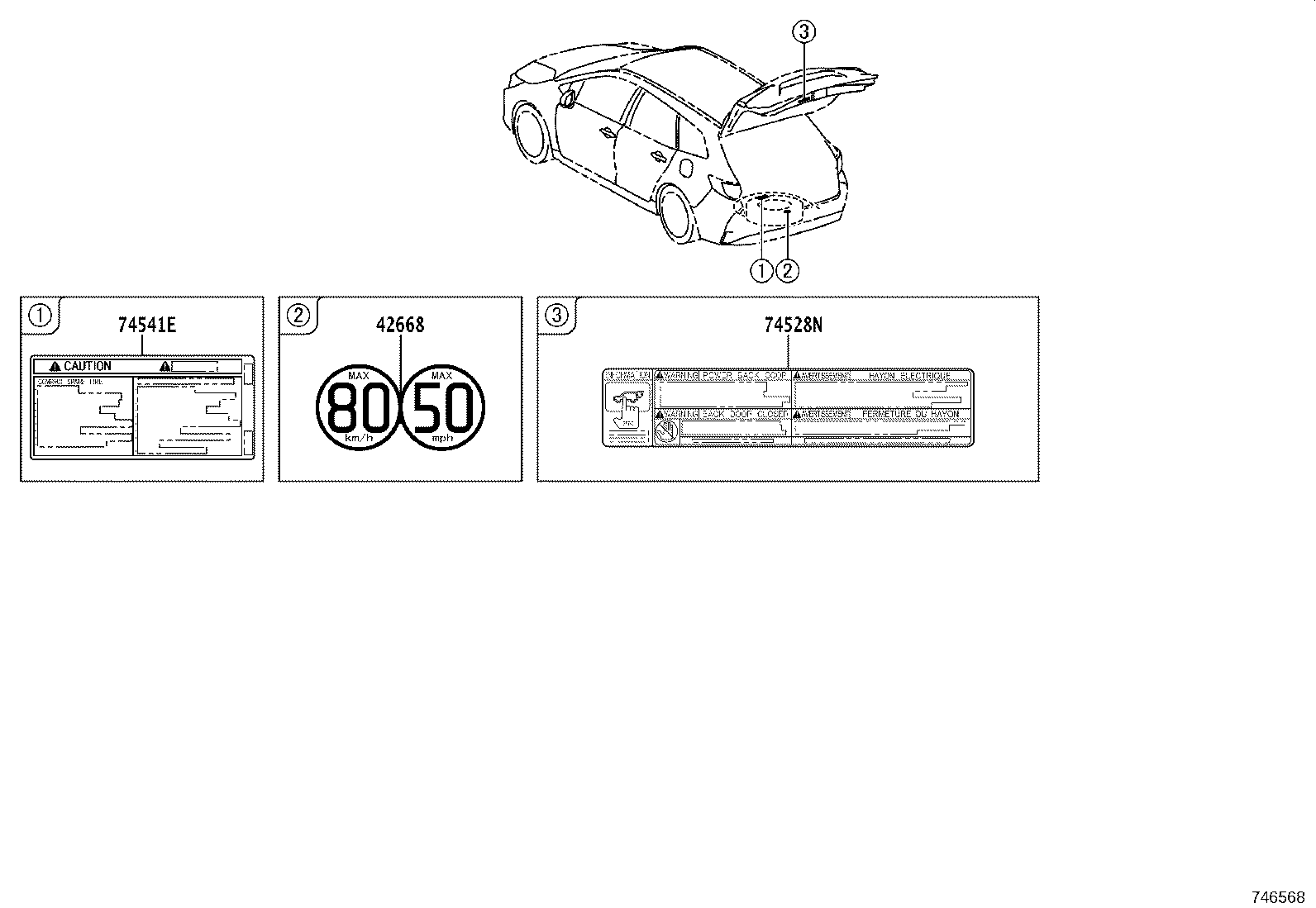 42668-02090 PLATE, COMPACT SPARE TIRE CAUTION product image