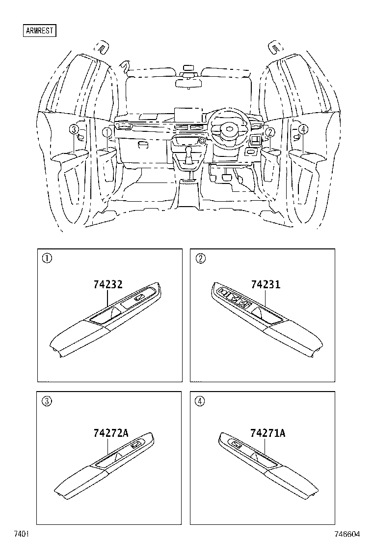 74232-BZ440-C0 PANEL, FRONT ARMREST BASE, UPPER LH product image