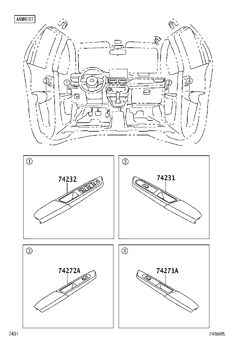 74232-BZ440-C0 PANEL, FRONT ARMREST BASE, UPPER LH product image