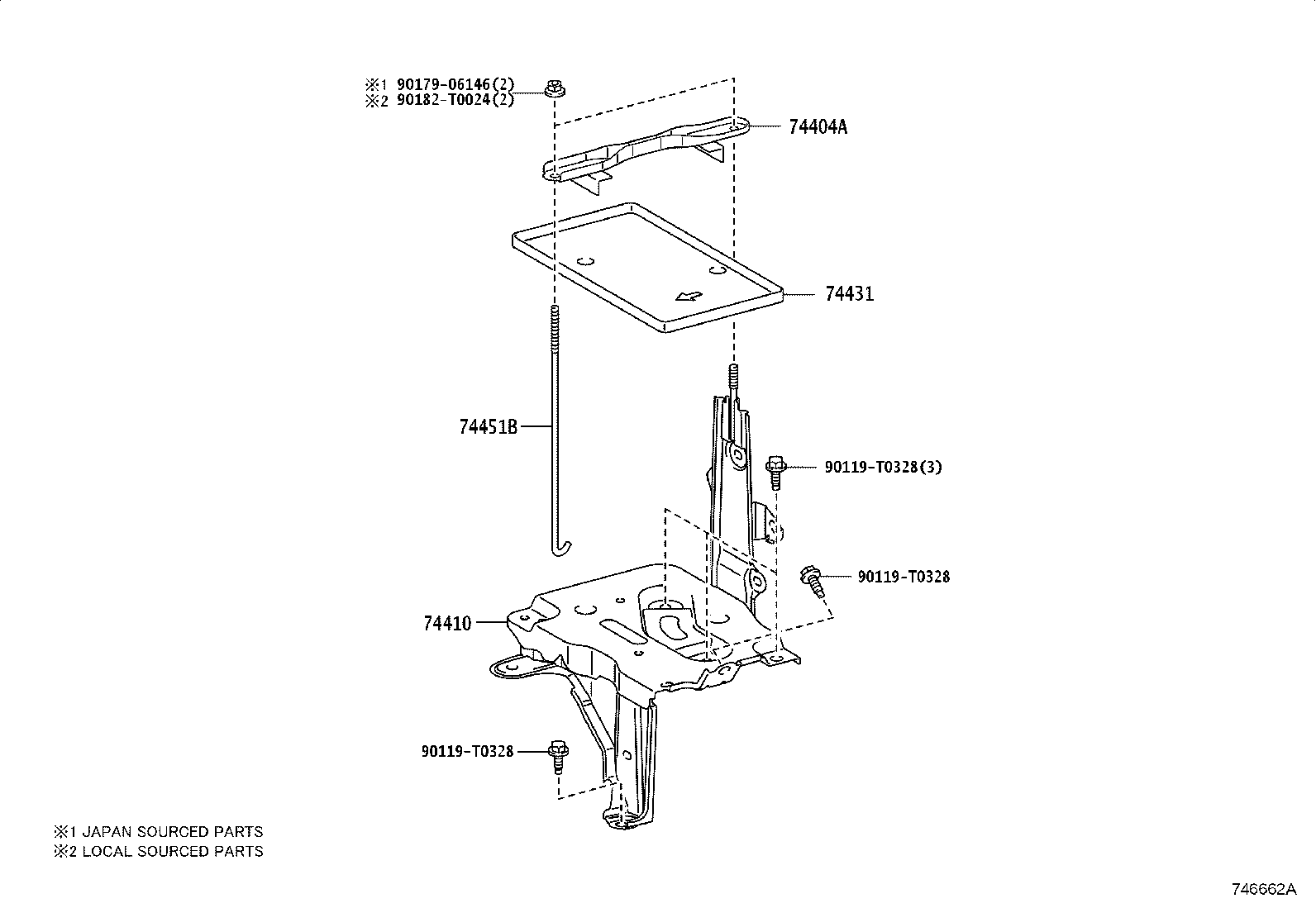 Toyota 74410-0D320 CARRIER ASSY, BATTERY