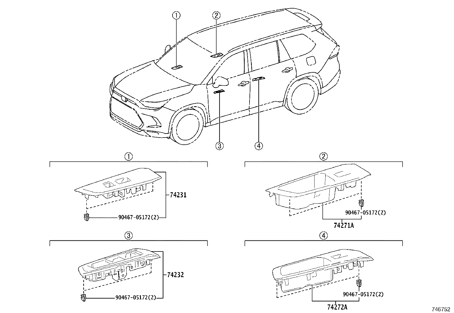 74232-0E220 PANEL, FRONT ARMREST BASE, UPPER LH product image