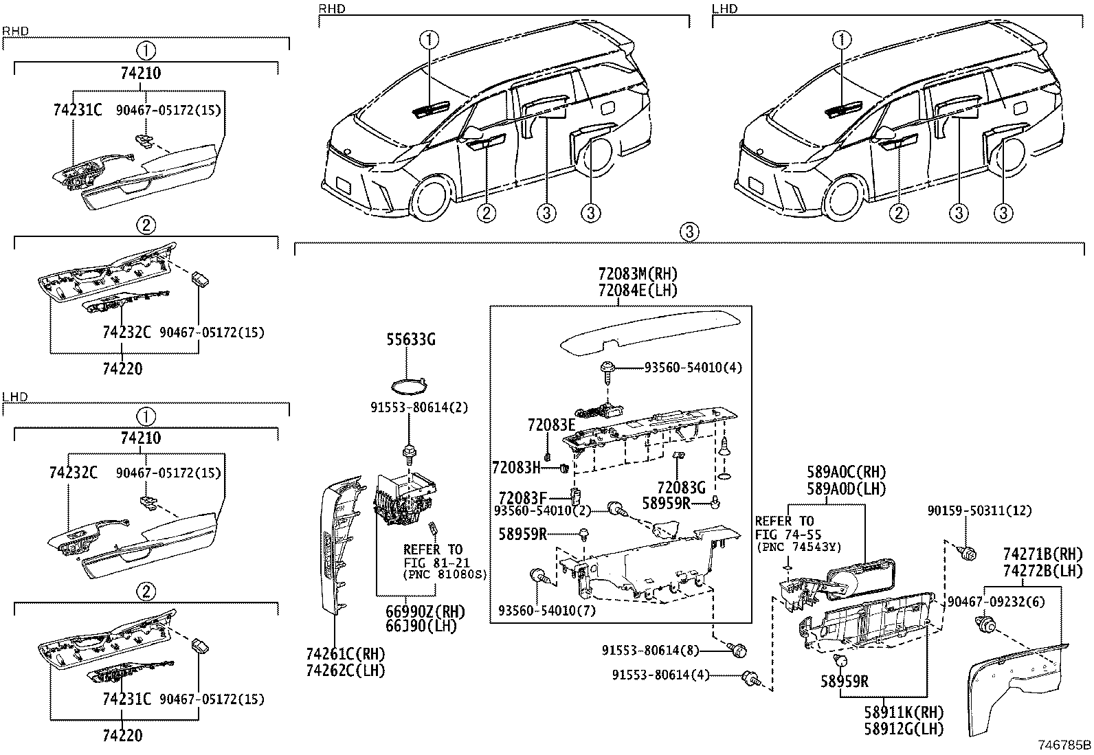 74232-V2050 PANEL, FRONT DOOR ARMREST BASE, UPPER DRIVER SIDE product image
