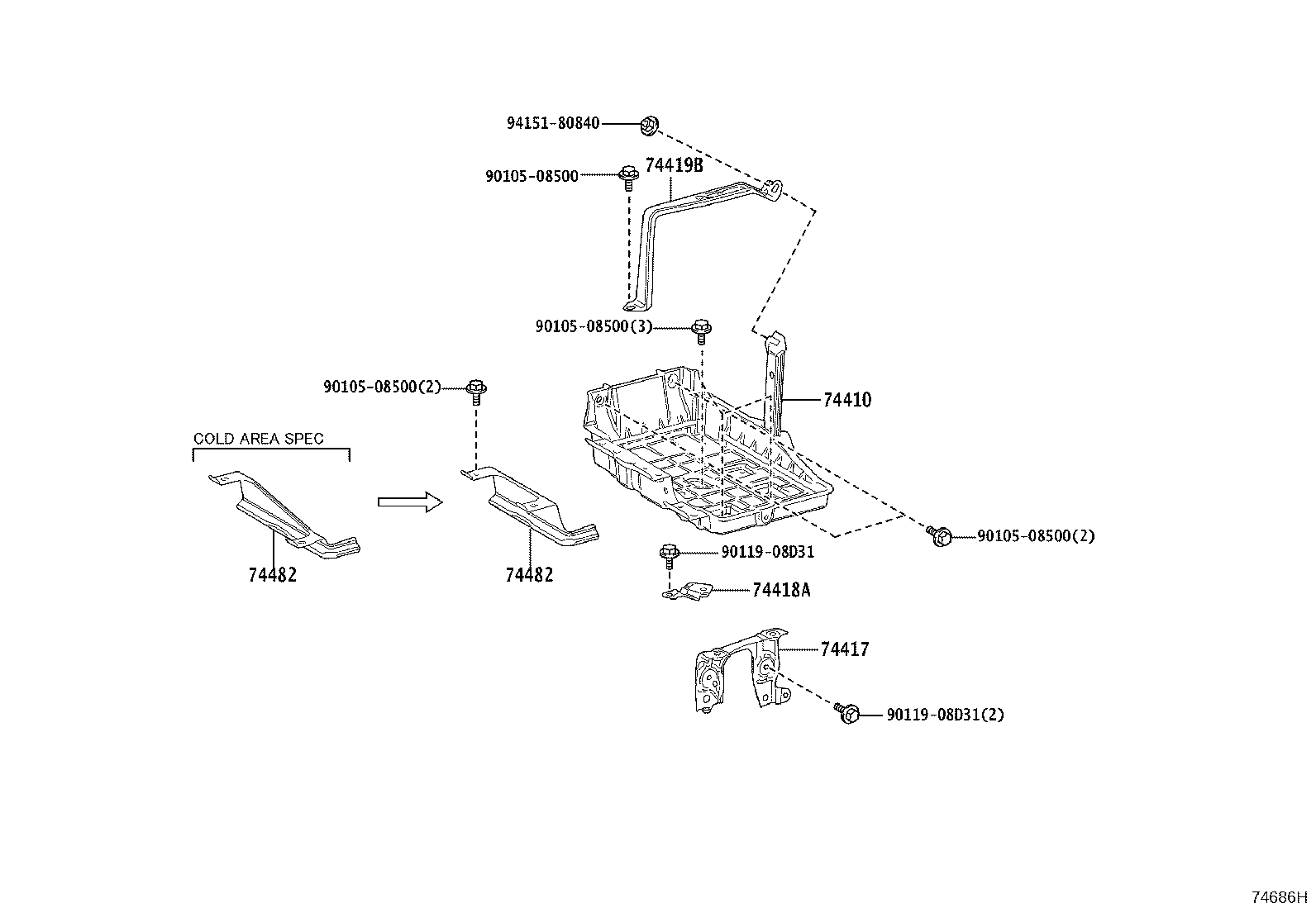 74417-60060 BRACKET, BATTERY CARRIER product image