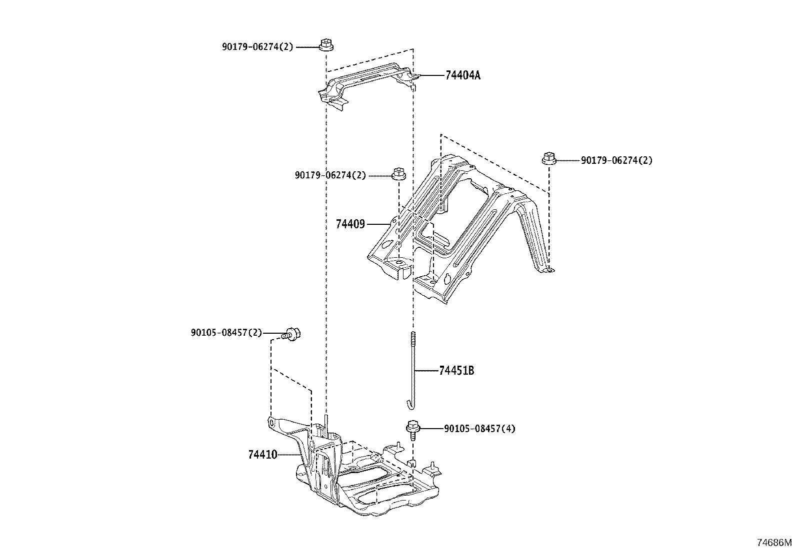 74409-30030 BRACKET SUB-ASSY, BATTERY CARRIER CATCH product image