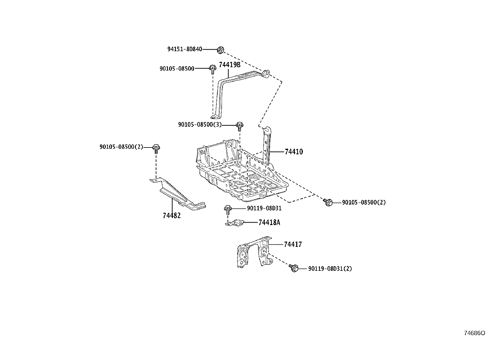 74043-60020 CARRIER SUB-ASSY, BATTERY, NO.2 product image