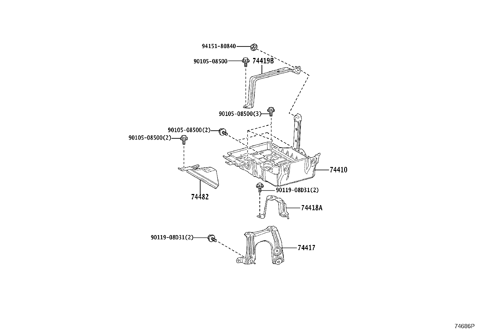 74043-60020 CARRIER SUB-ASSY, BATTERY, NO.2 product image
