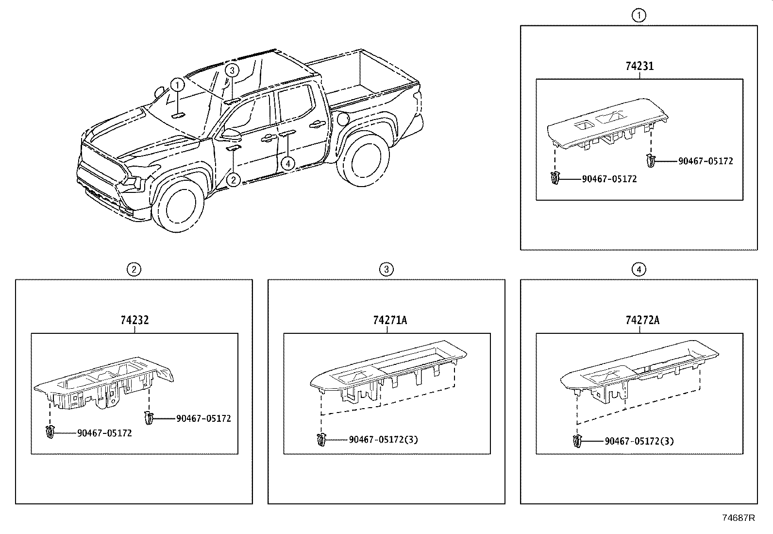 74232-AK010 PANEL, FRONT ARMREST BASE, UPPER LH product image