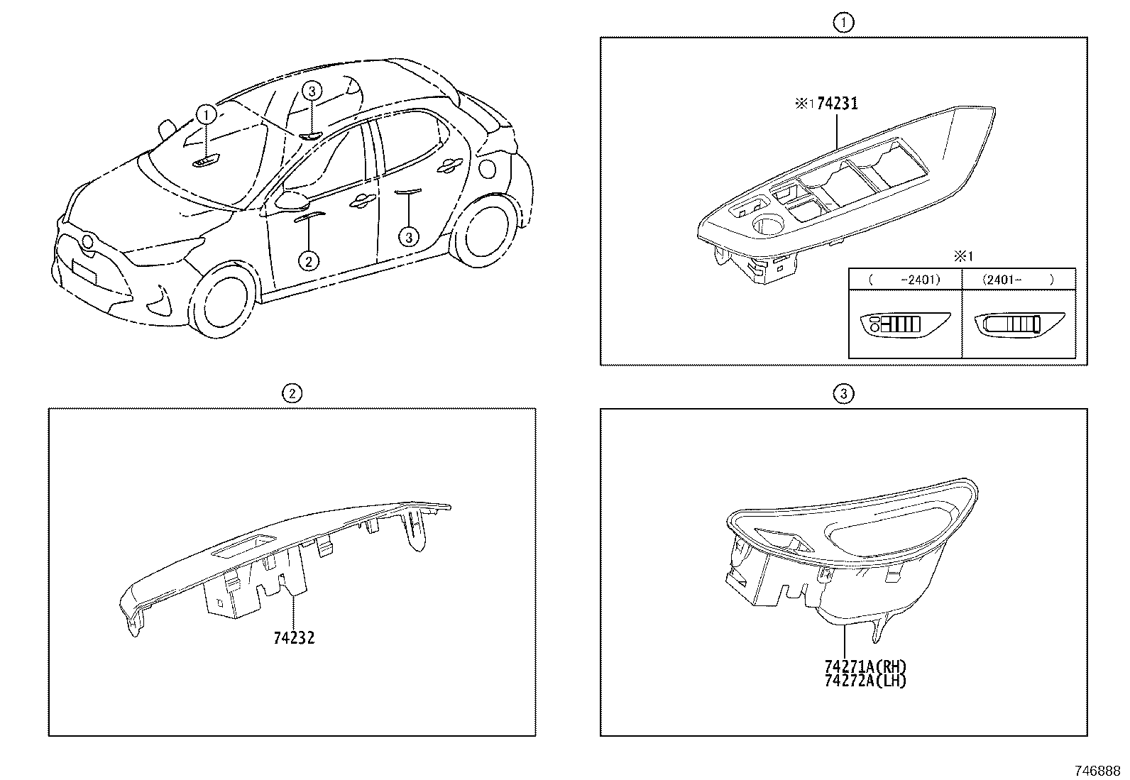 74232-K0010-C0 PANEL, FRONT ARMREST BASE, UPPER LH product image