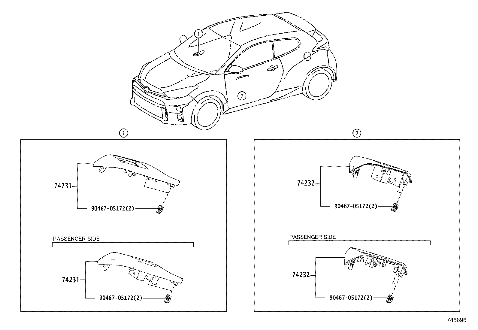 74348-47010-C0 HOLDER, VISOR, RH product image