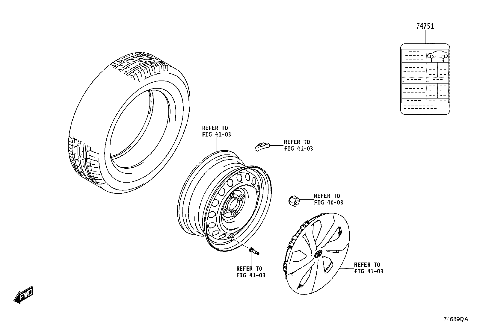 42661-WC014 LABEL, TIRE PRESSURE INFORMATION product image