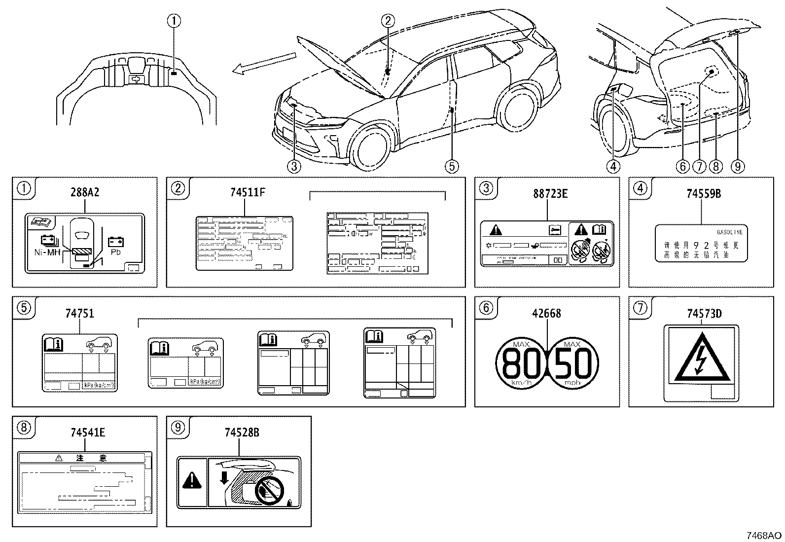 42661-30T90 LABEL, TIRE PRESSURE INFORMATION product image