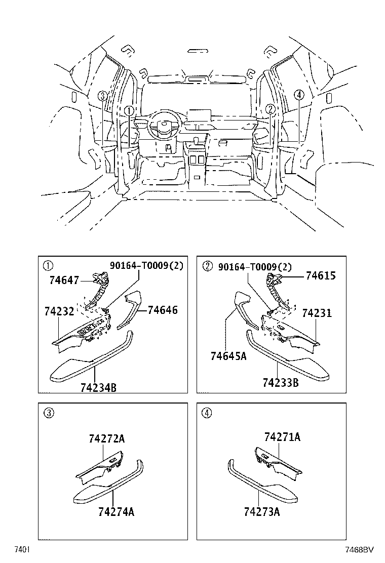 74233-BZ210-C2 PANEL, FRONT DOOR ARMREST BASE, LOWER RH product image