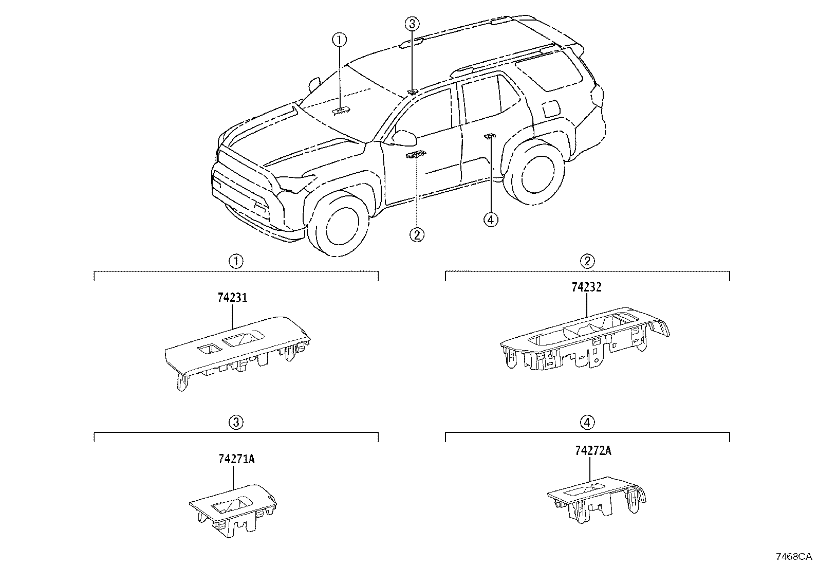 74232-35230 PANEL, FRONT ARMREST BASE, UPPER LH product image