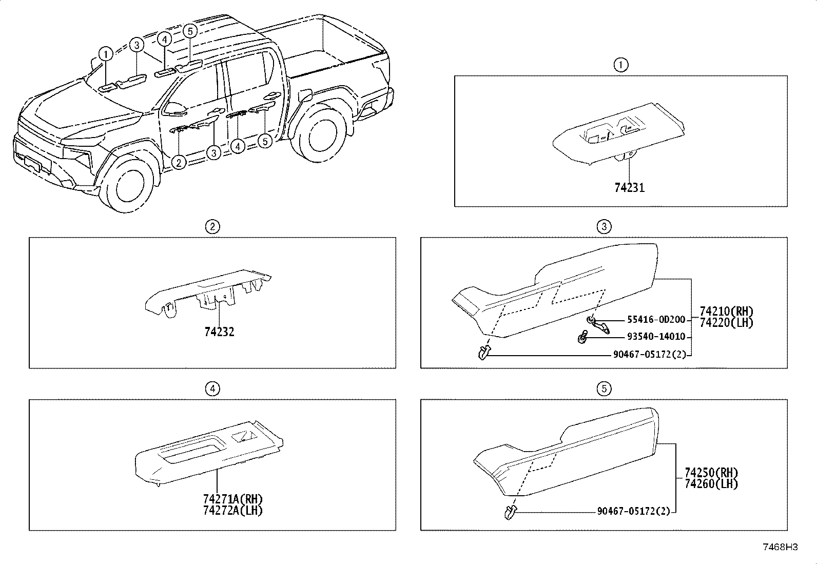 74232-KK060 PANEL, FRONT ARMREST BASE, UPPER LH product image