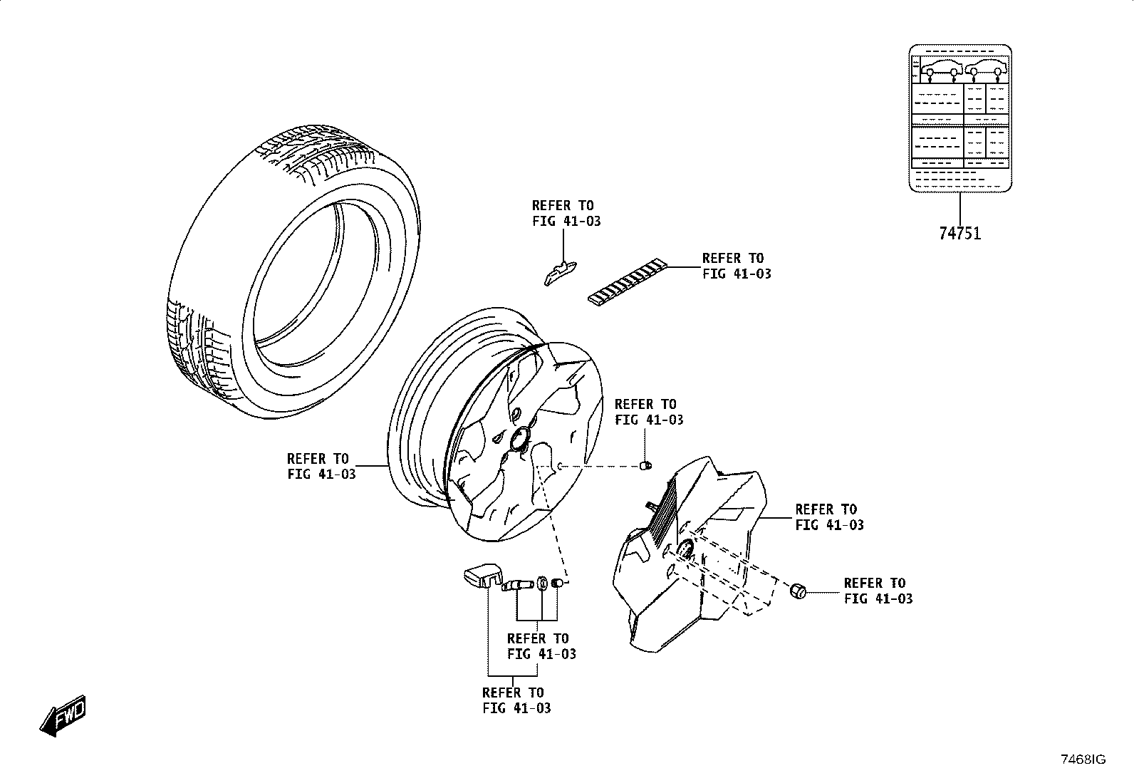 42661-WC019 LABEL, TIRE PRESSURE INFORMATION product image