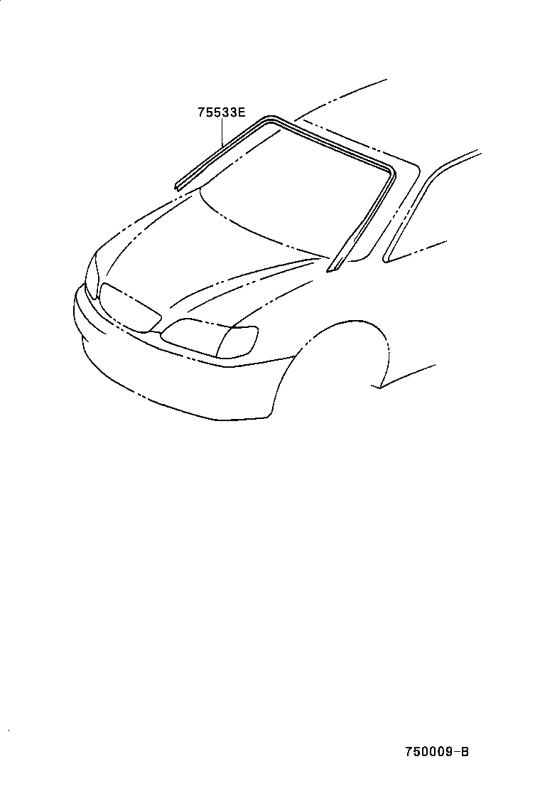 75533-44010 MOULDING, WINDSHIELD, OUTSIDE product image