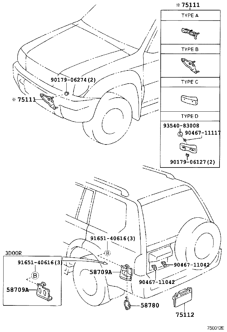 75111-60150 BRACKET, FRONT LICENSE PLATE product image