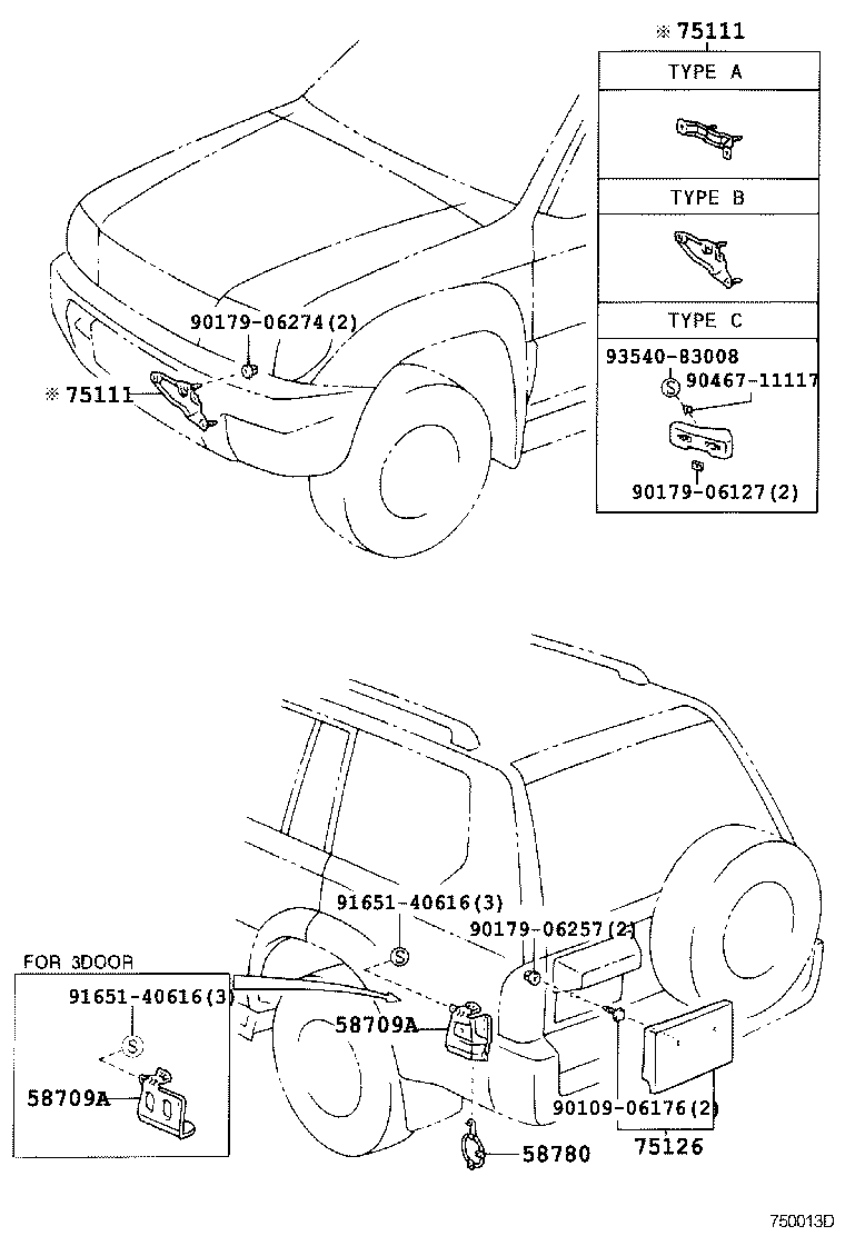 75111-60120 BRACKET, FRONT LICENSE PLATE product image