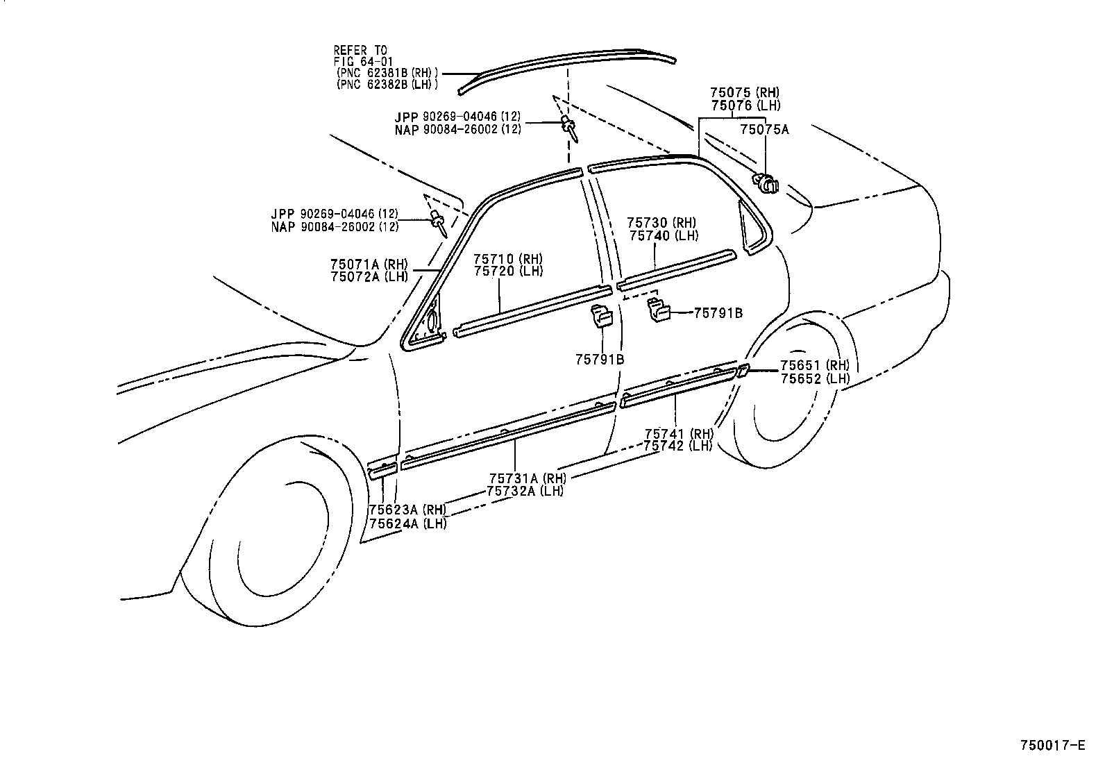 Toyota 75710-AA030 MOULDING ASSY, FRONT DOOR BELT, RH