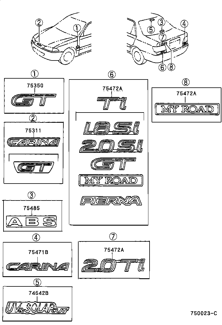 75472-20160 EMBLEM ASSY, FRONT FENDER product image