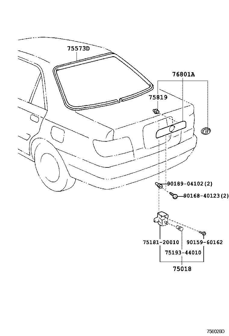 75573-20340 MOULDING, BACK WINDOW, OUTSIDE product image