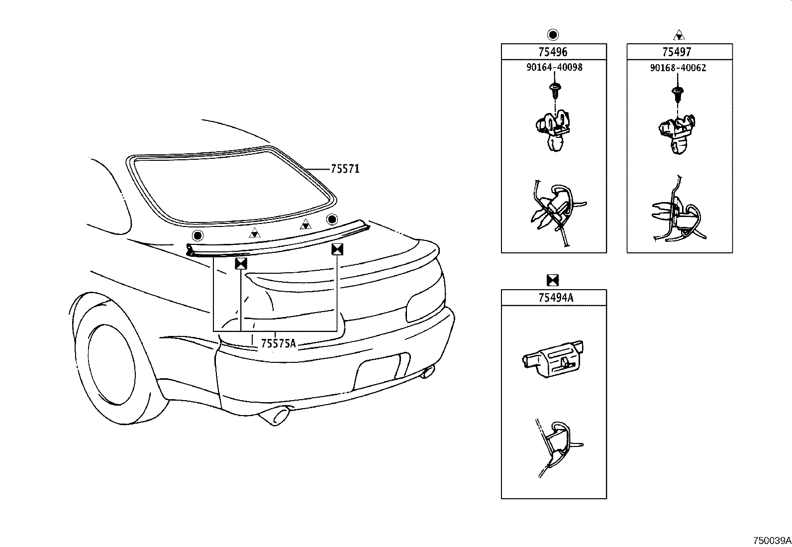 75575-24070 MOULDING, BACK WINDOW, OUTSIDE LOWER product image