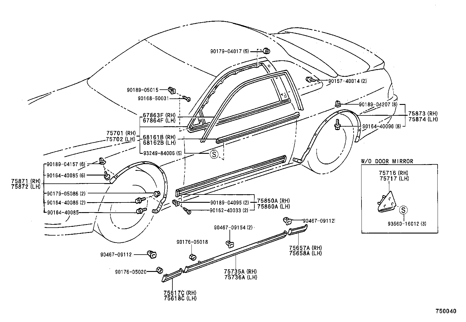 75868-24020 CLIP, ROCKER PANEL MOULDING, NO.2 product image