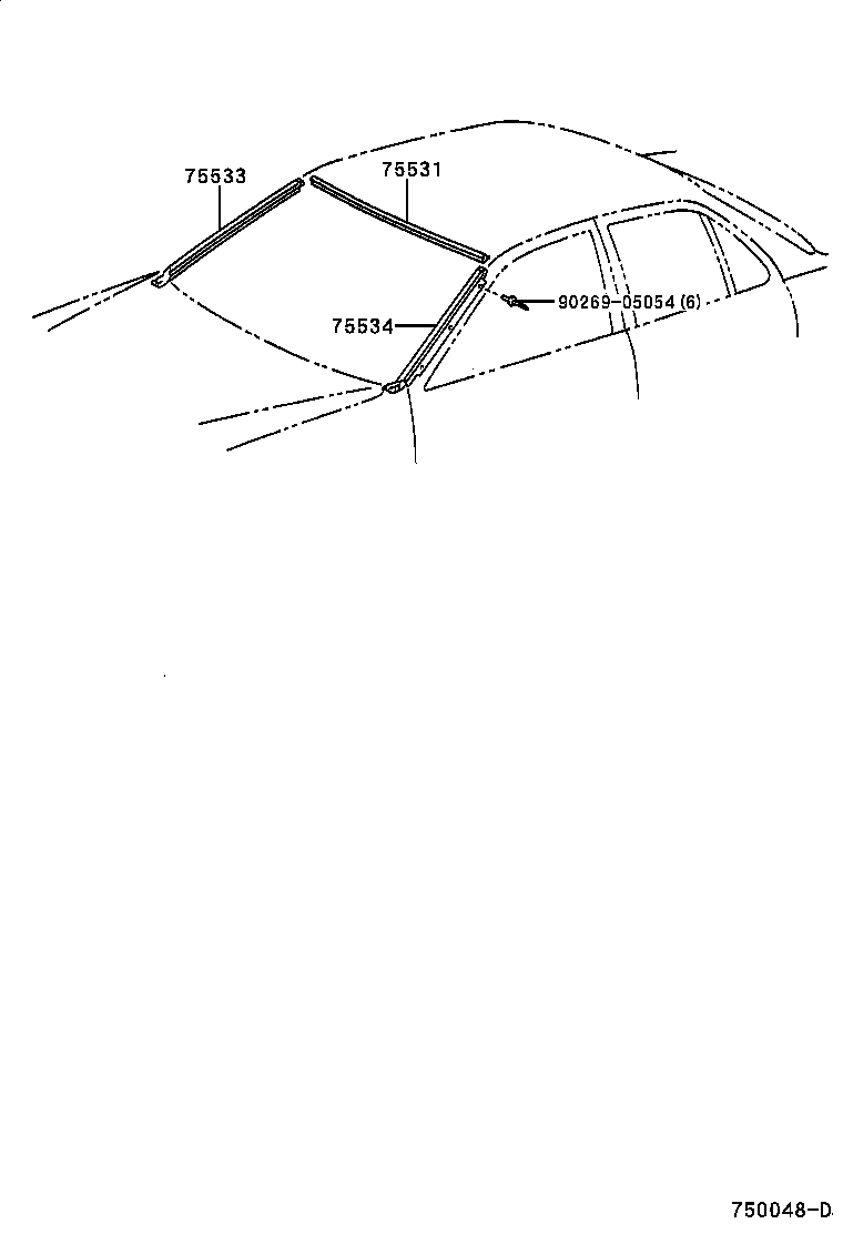 75533-33070 MOULDING, WINDSHIELD, OUTSIDE RH product image