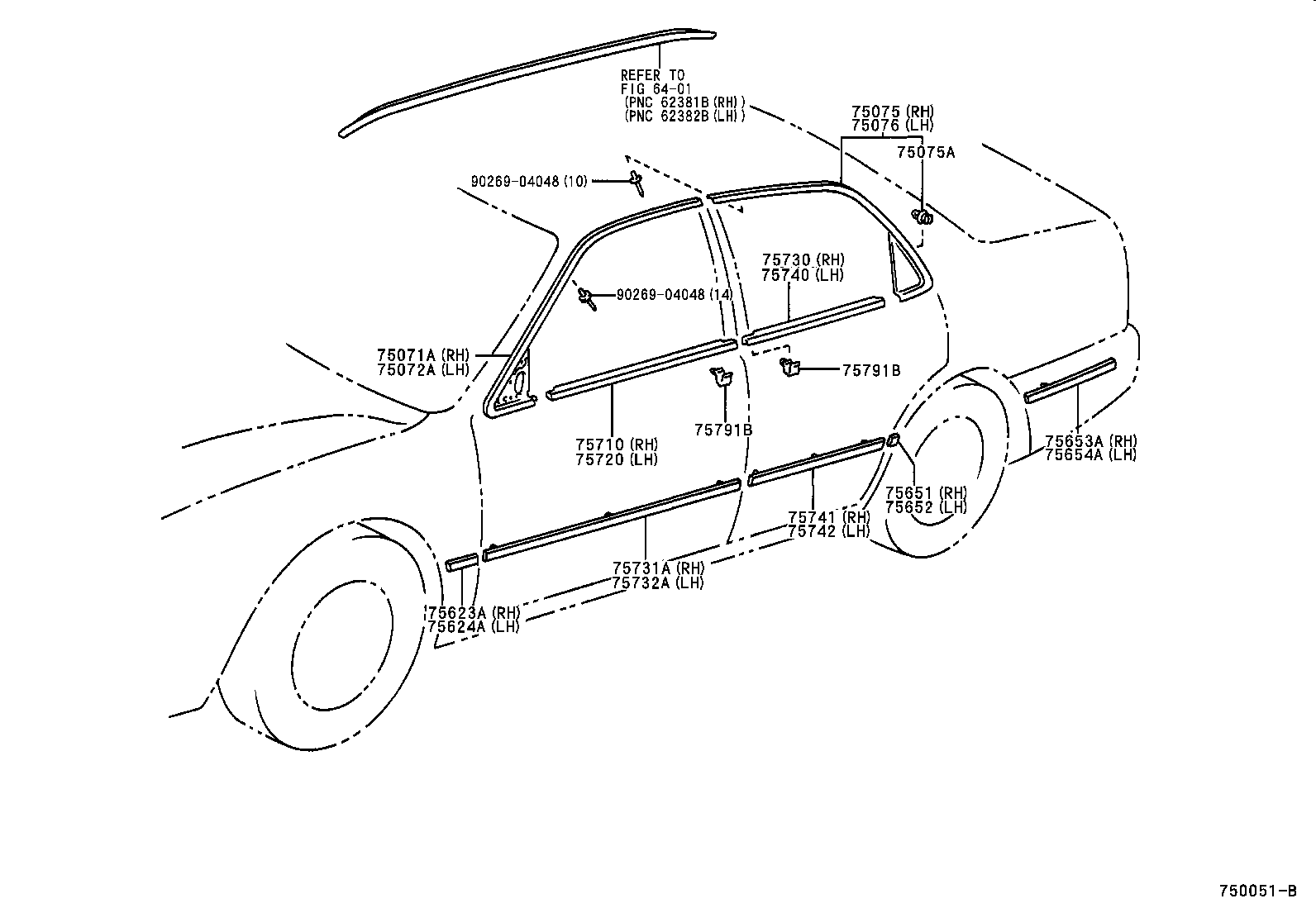 75654-33010-B0 MOULDING, QUARTER, OUTSIDE REAR LH product image
