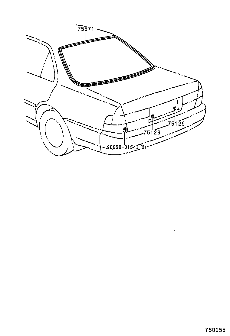 75573-33010 MOULDING, BACK WINDOW, OUTSIDE product image