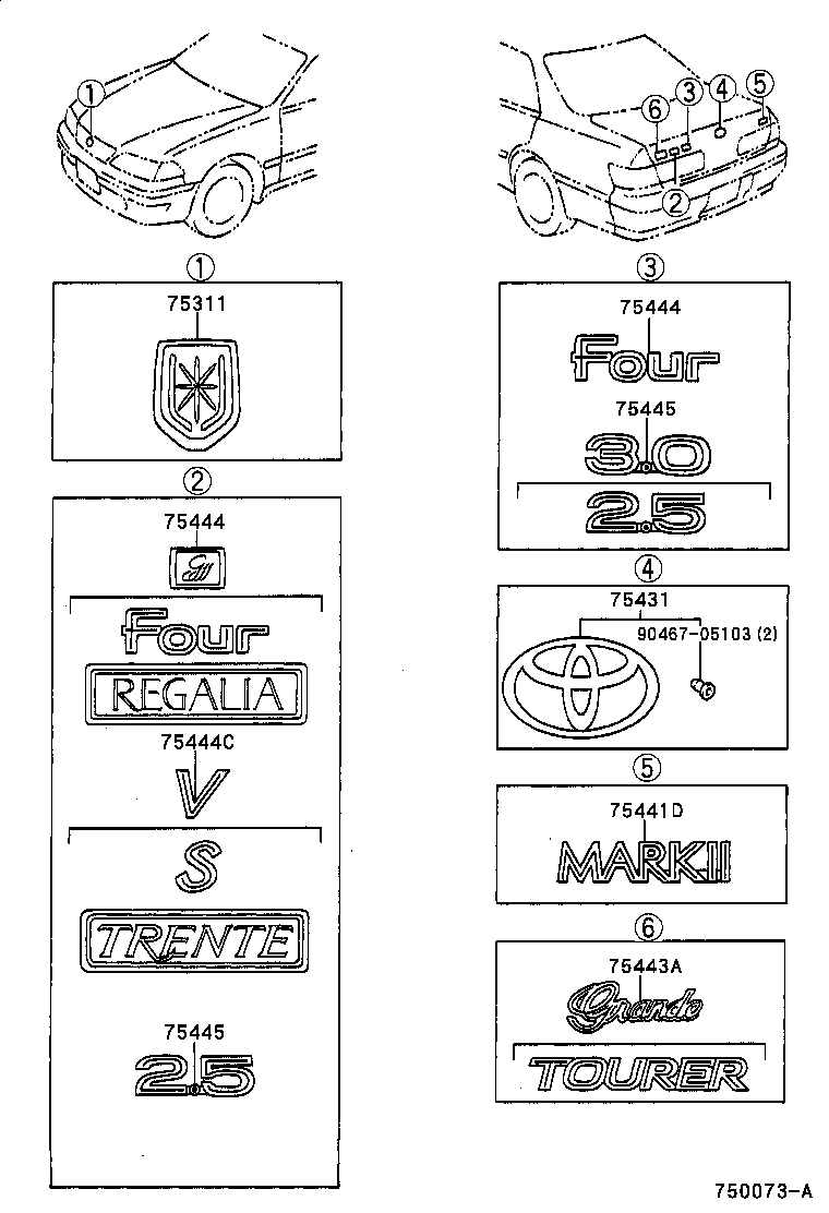 75431-22030 EMBLEM, LUGGAGE COMPARTMENT DOOR product image