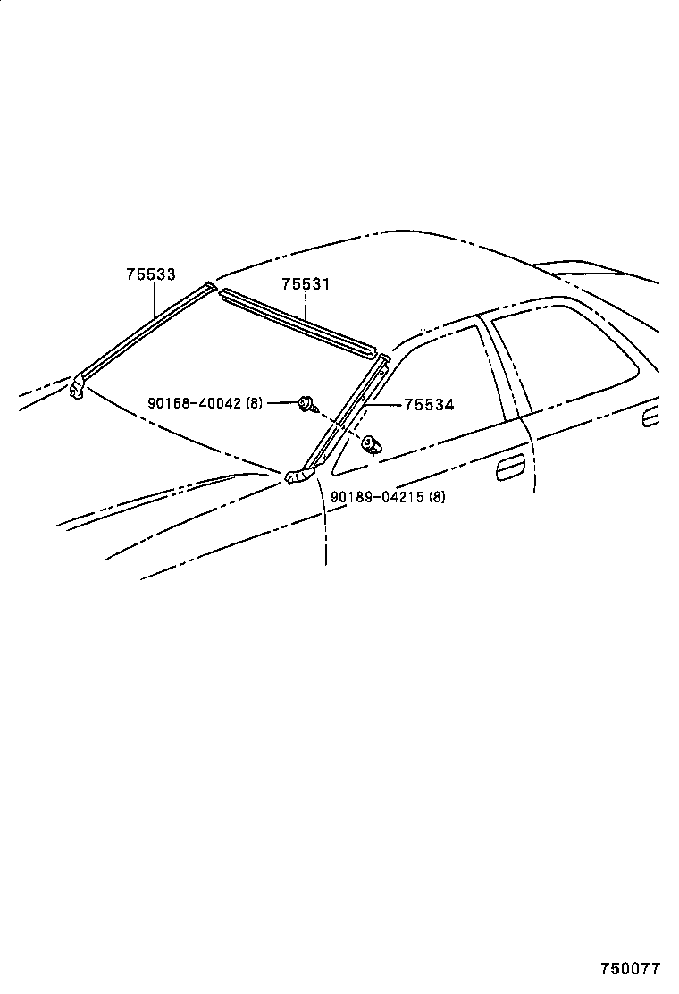 75531-22150 MOULDING, WINDSHIELD, OUTER UPPER product image