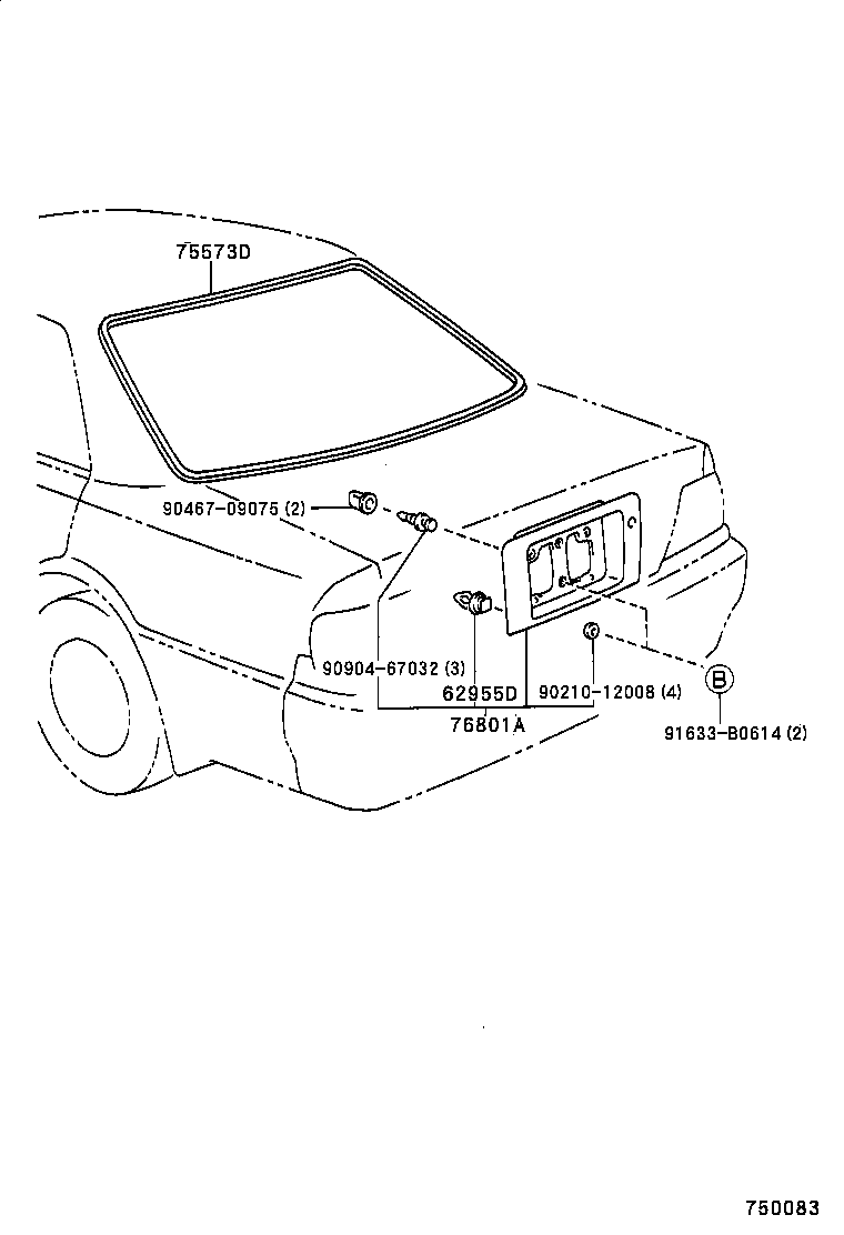 75573-22120 MOULDING, BACK WINDOW, OUTSIDE product image