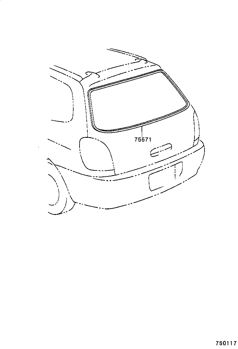 75571-13140 MOULDING, BACK WINDOW, OUTSIDE UPPER product image
