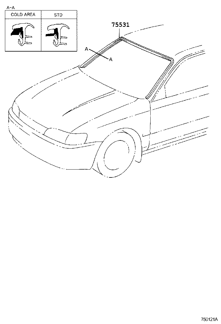 75503-12031 MOULDING, WINDSHIELD, OUTER UPPER product image
