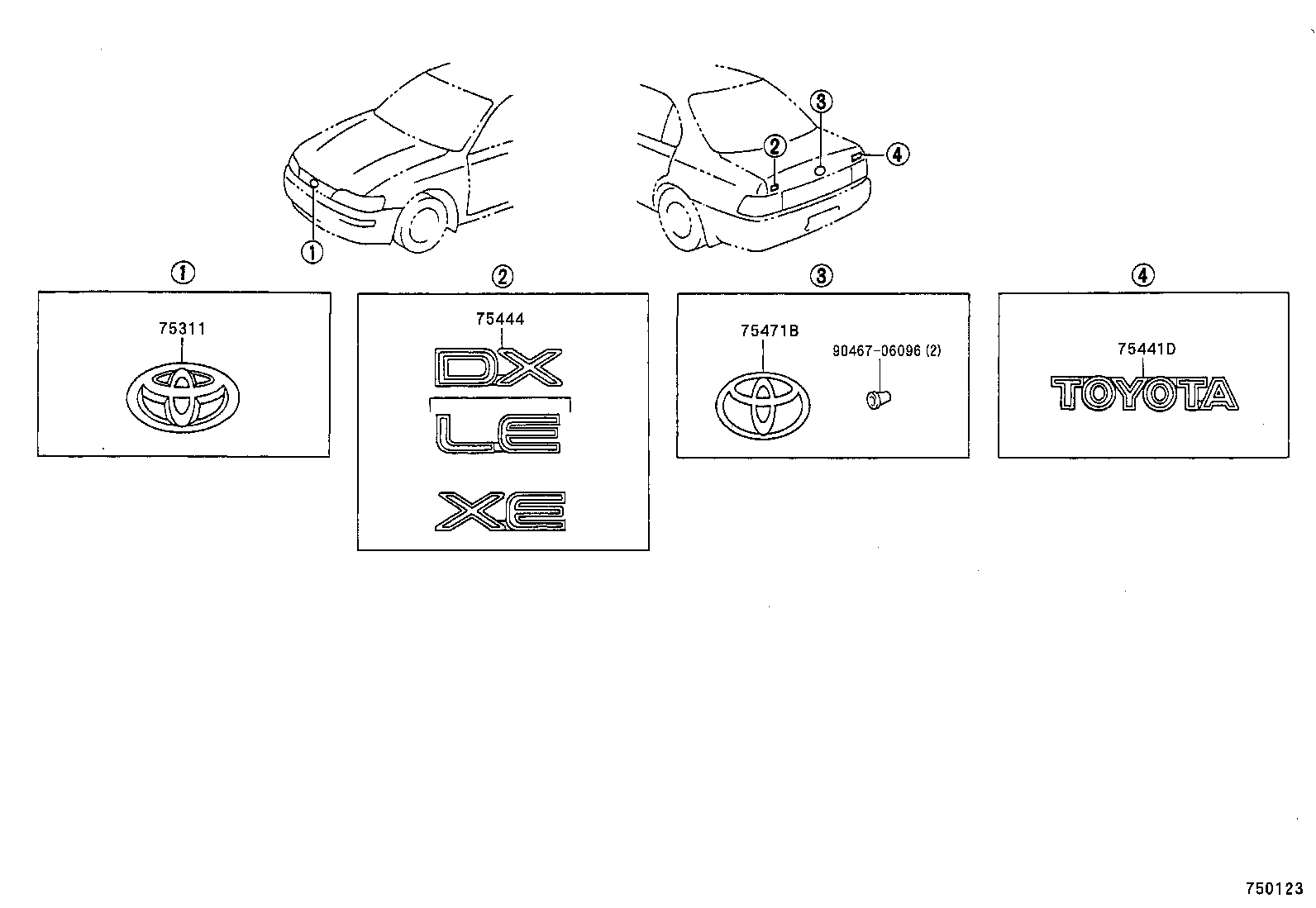 75471-13041 PLATE, REAR BODY NAME, NO.1 product image