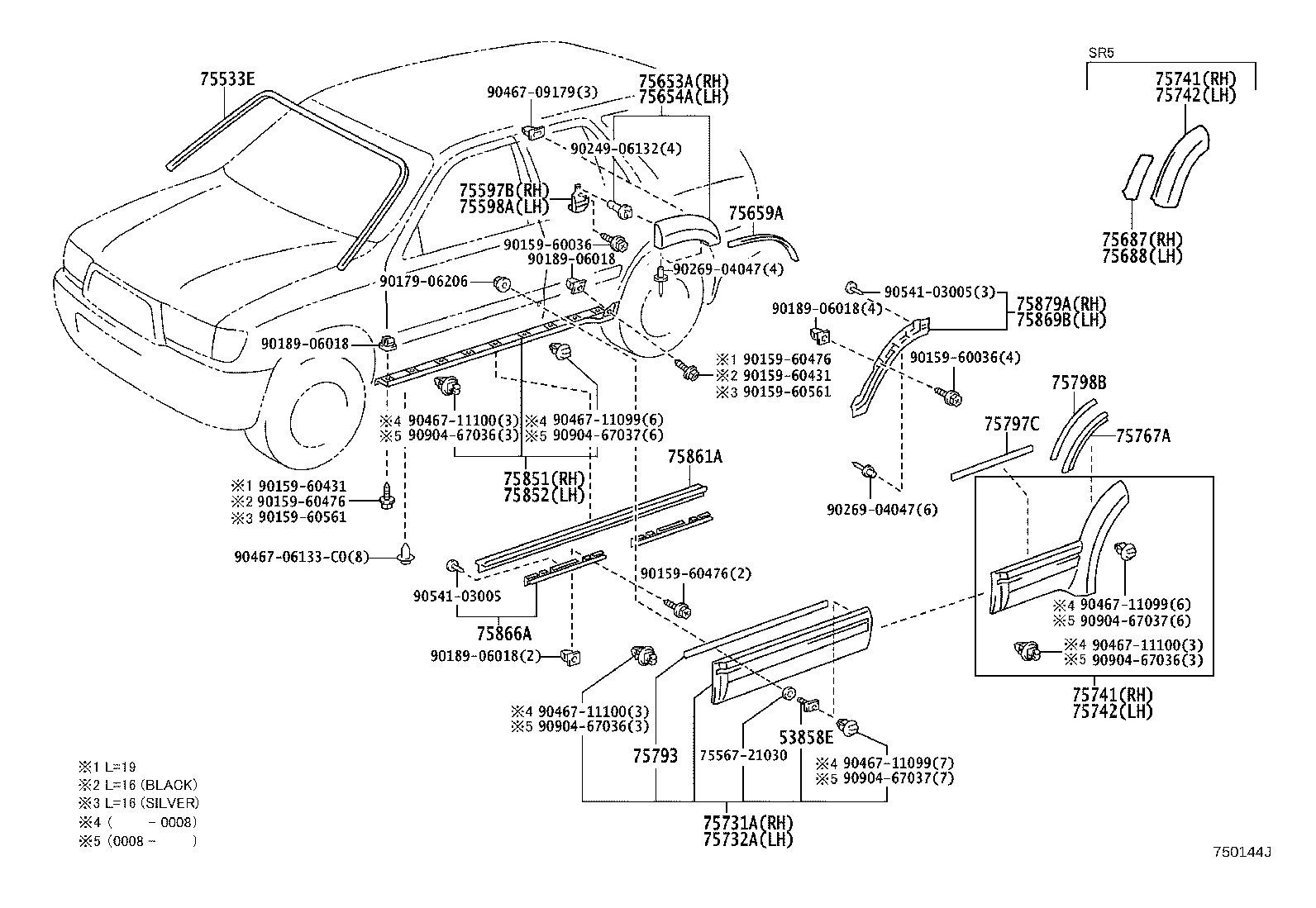 Toyota 75806-35900-B1 MOULDING, ROCKER PANEL, LH