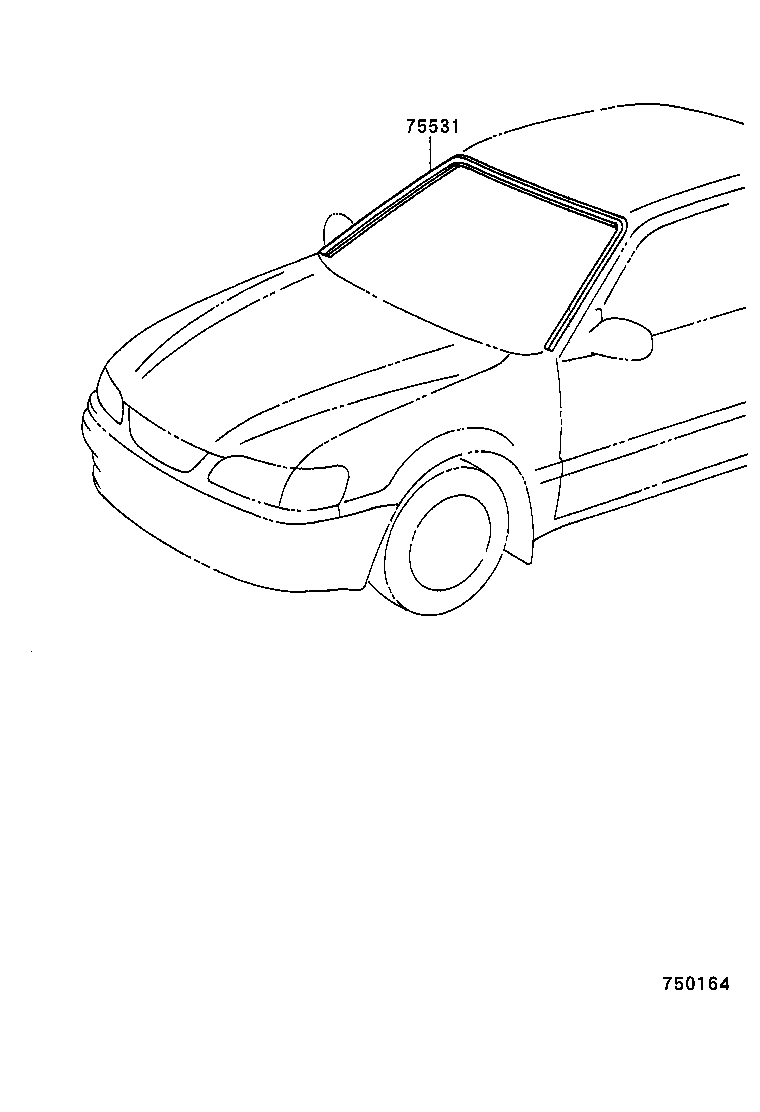 75531-12640 MOULDING, WINDSHIELD, OUTER UPPER product image