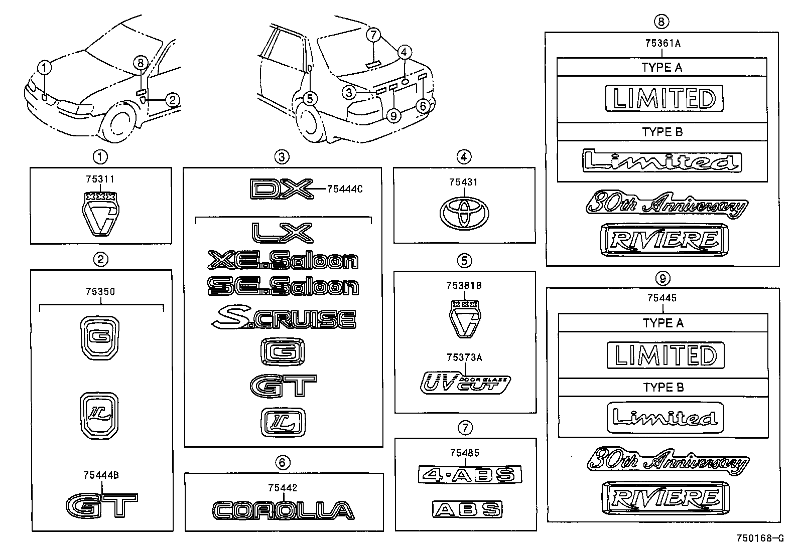 75381-12010 PLATE, QUARTER PANEL NAME product image