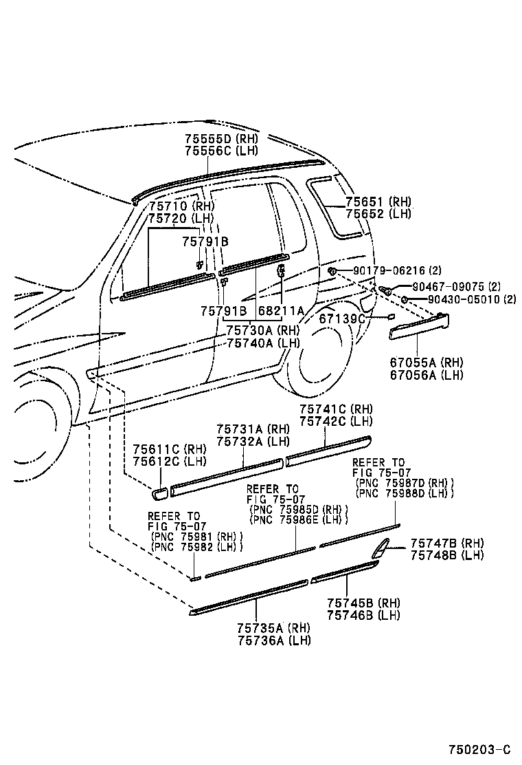 75651-46010 MOULDING, QUARTER, OUTSIDE RH product image